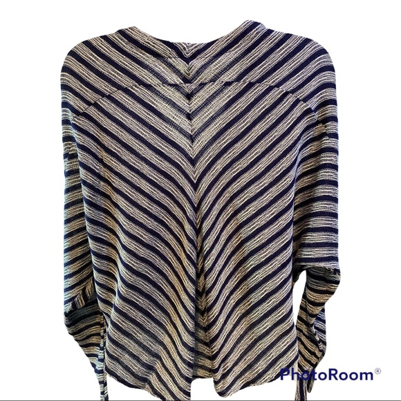 Free People Top Morning OB642024 Navy White Stripe Rayon XS - Picture 4 of 12